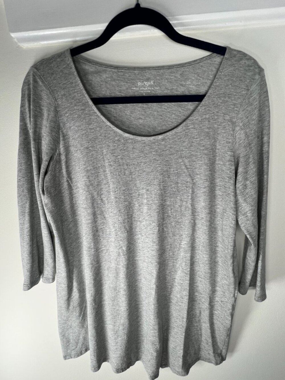 J Jill Pure Jill Asymmetrical Tunic Womens Top Size Small Gray Lagenlook